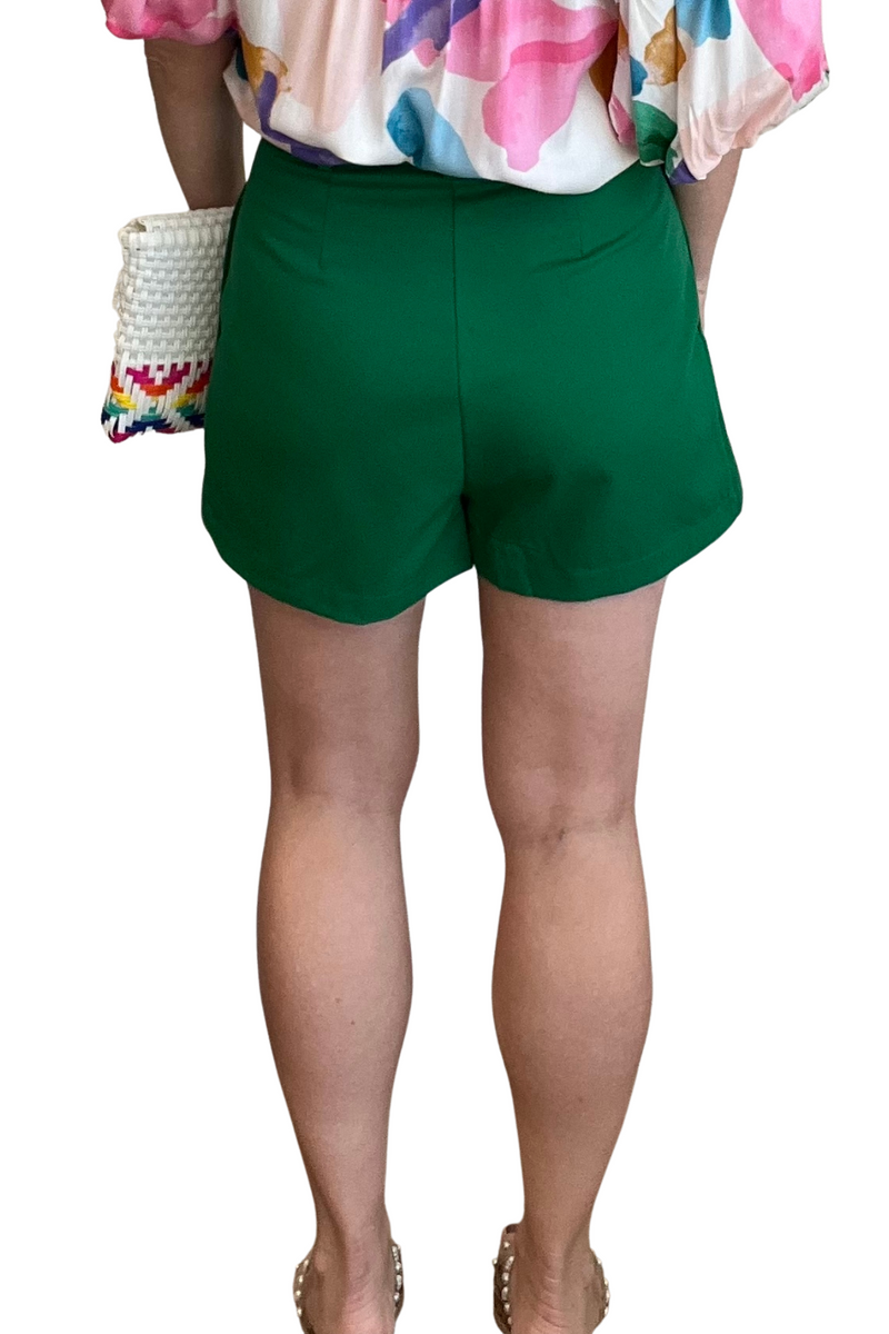 Kelly Green Belted Shorts