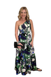 One Shoulder Smocked Bodice Maxi Dress