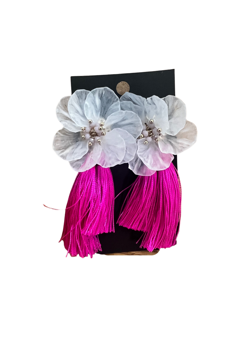Flower and Tassel Earrings