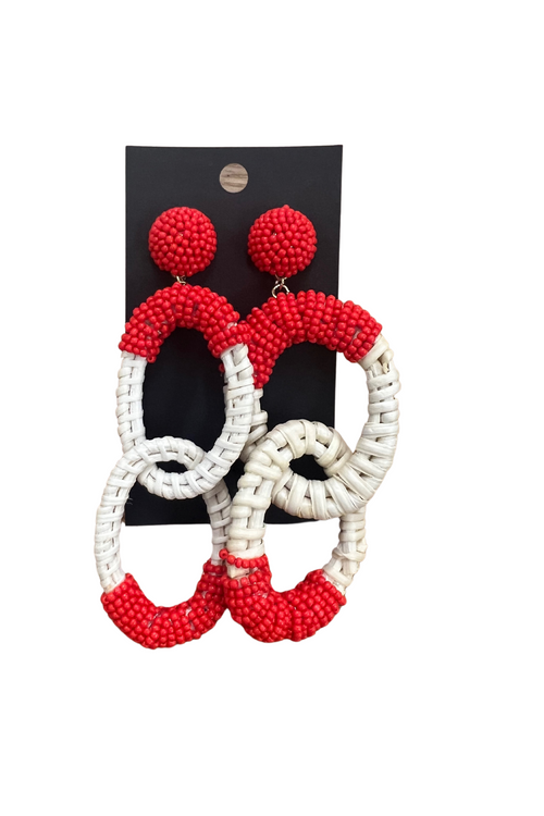 Bead and Rattan Linked Earrings