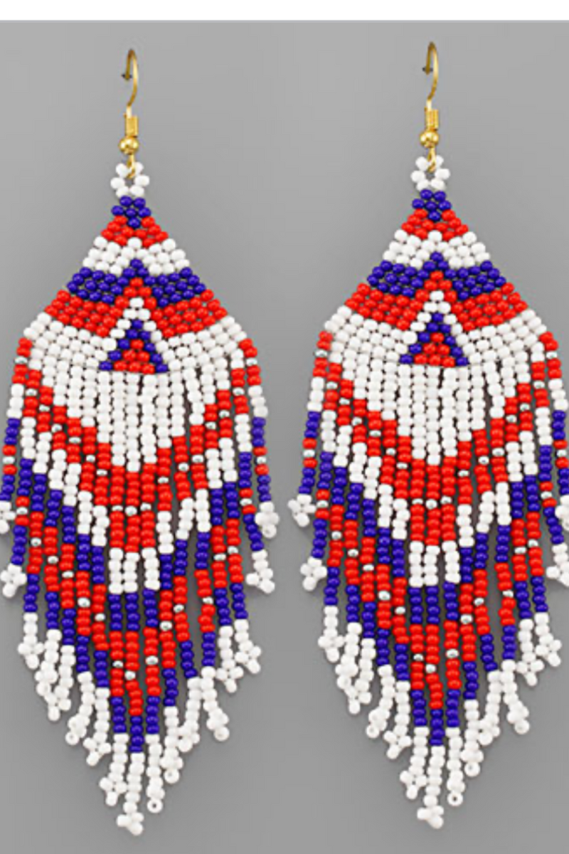 Red, White and Blue Fringe Earrings