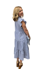V-Neck Tiered Midi Dress