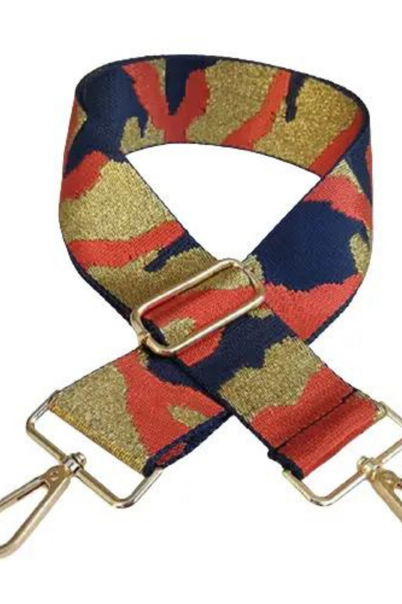 Blue Gold Glitter Camo Guitar Strap