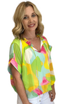 Short Sleeve Floral Bubble Hem Top
