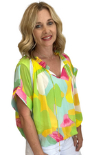 Short Sleeve Floral Bubble Hem Top