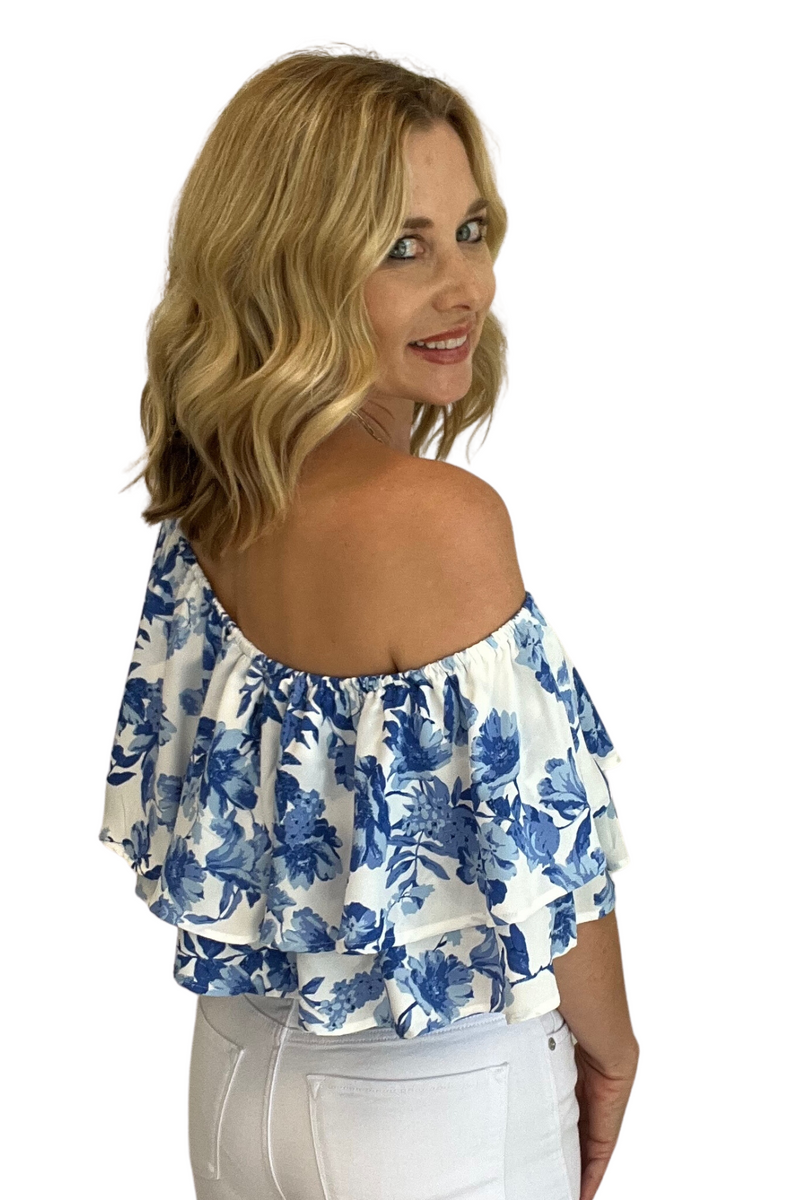 One Shoulder Ruffle Crop Top