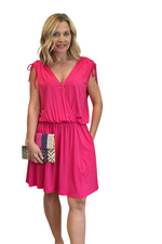 Ruched Shoulder Jersey Knit Mini Dress