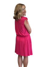 Ruched Shoulder Jersey Knit Mini Dress