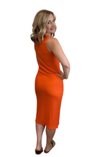 Sleeveless Ribbed Knit Tank Midi Dress