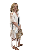 Crochet Knit Fringe Kimono
