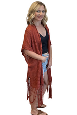 Crochet Knit Fringe Kimono