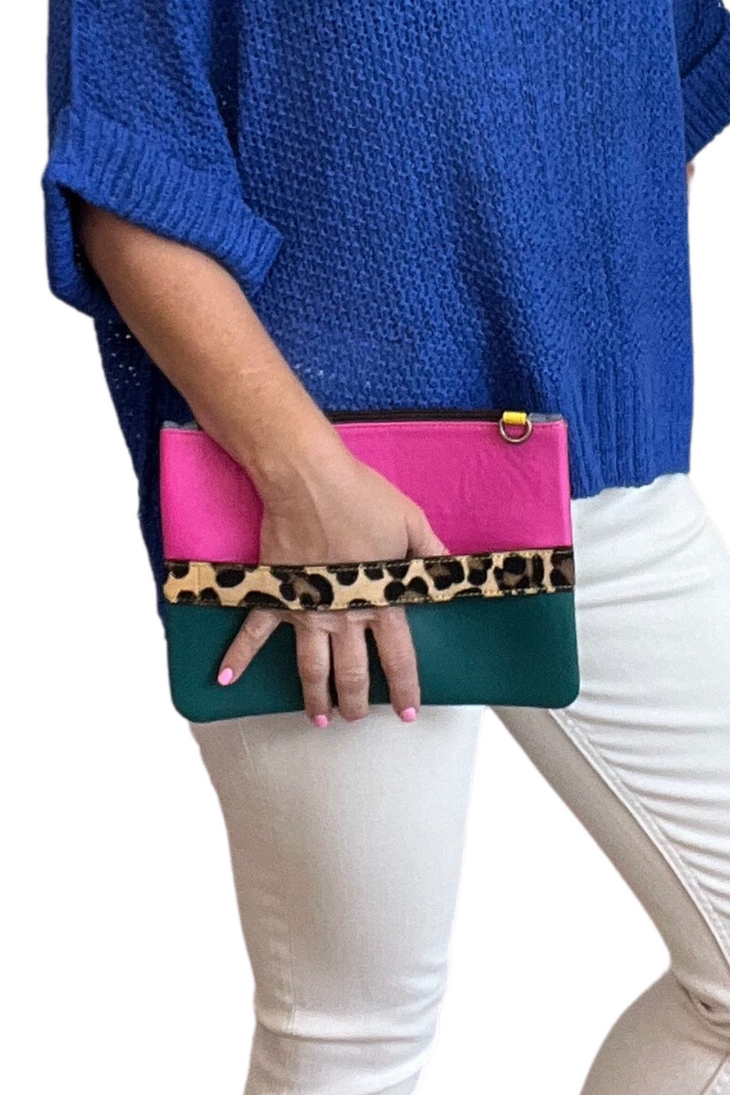 Luca Leather Wristlet Clutch Crossbody Bag
