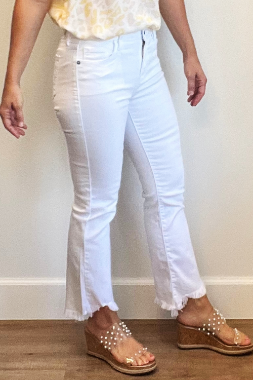 Cropped White Happi High Rise Flares