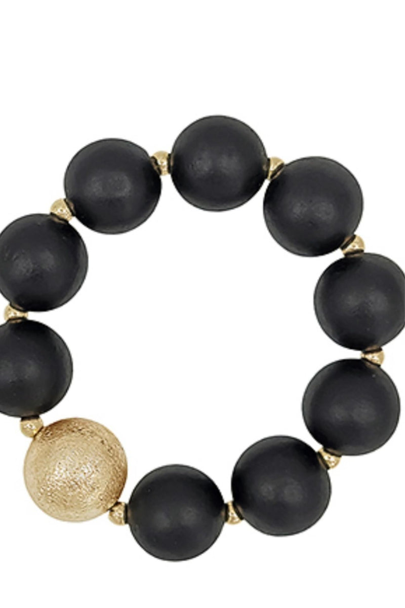 Satin Ball Bracelet with Gold Ball Accent