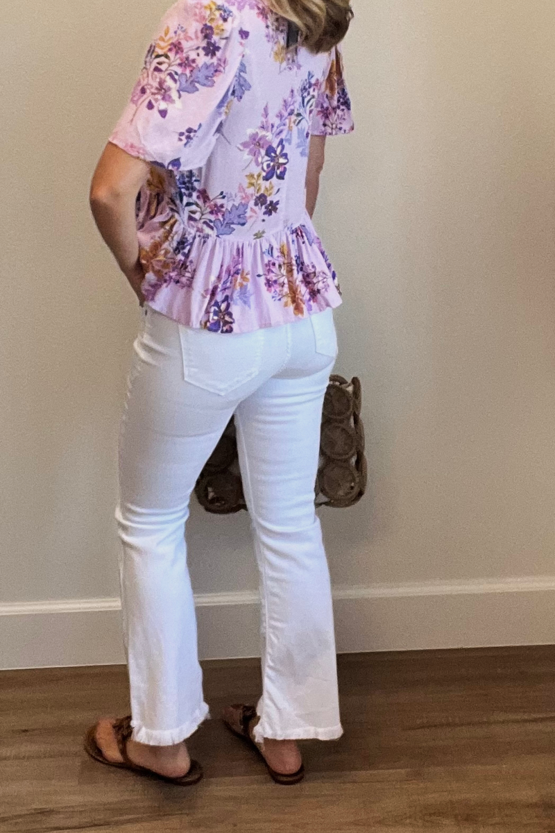 Cropped White Happi High Rise Flares