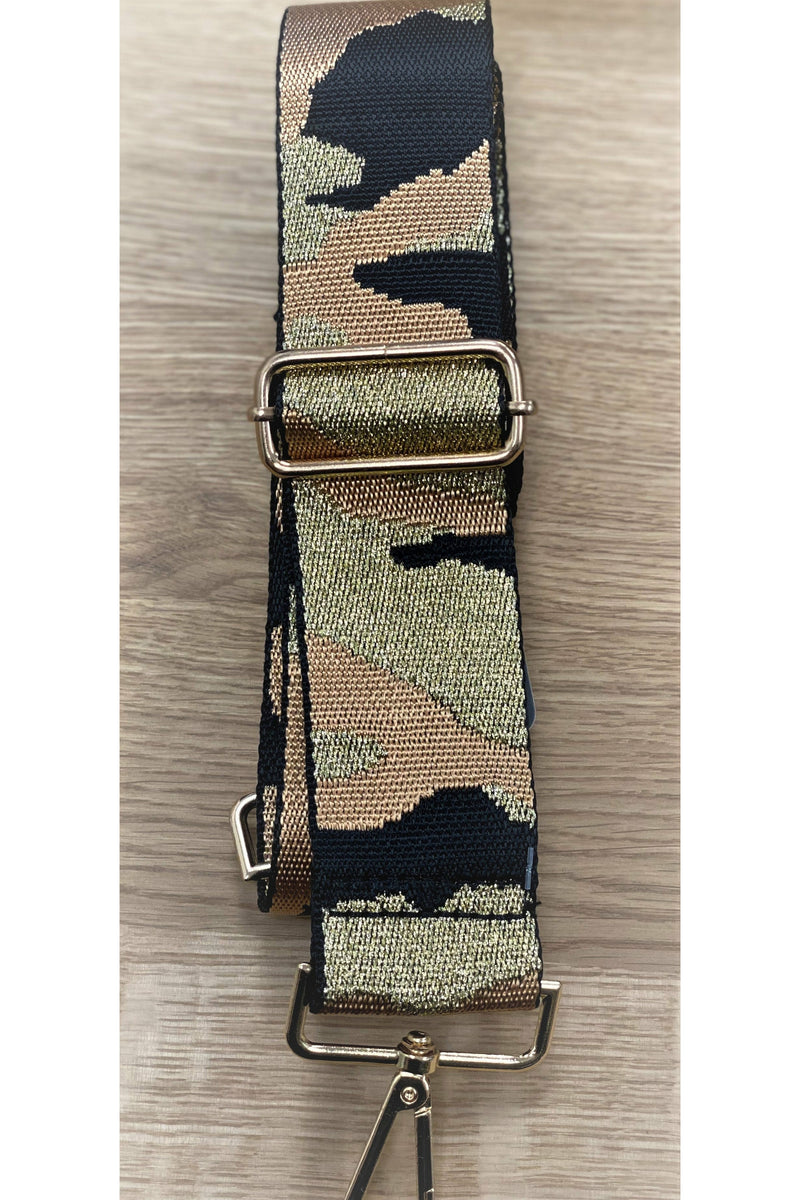 Black, Orange, and Gold Camo Guitar Bag Strap