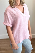 Jailee Gauze V-Neck Top