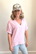 Jailee Gauze V-Neck Top