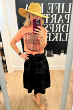 Shiny Pleat Detail Skirt