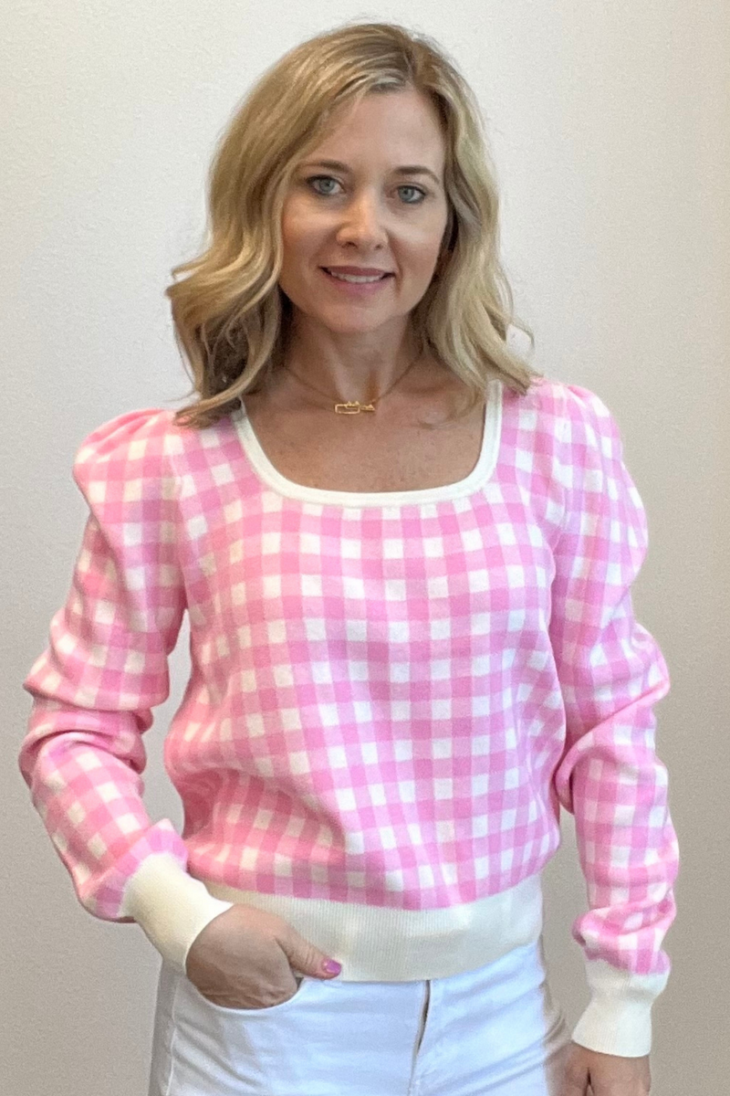 Sweet Gingham Sweater