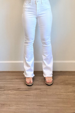 White Frayed Flare Jeans