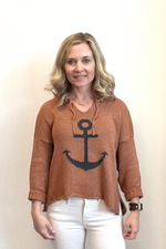 Wooden Ships Anchor V Neck Sweater