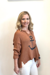 Wooden Ships Anchor V Neck Sweater