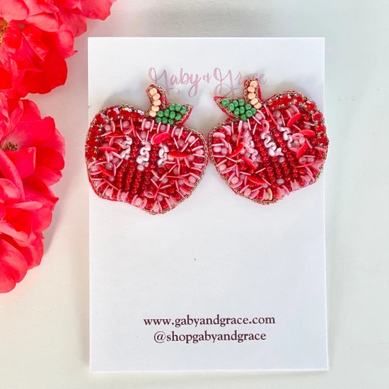 Teacher Apple Stud Beaded Earrings