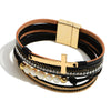 Faux Leather Magnetic Cross Bracelet