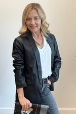 Black Faux Leather Blazer