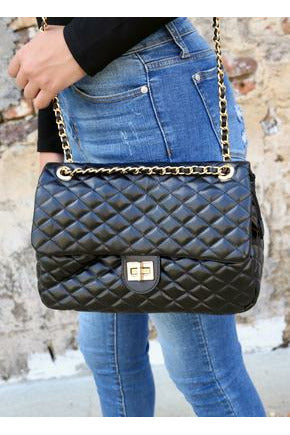 Quilted Handbag with Gold Chain