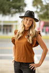 Ruffle Sleeve Poplin Top