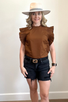 Ruffle Sleeve Poplin Top