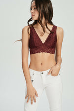 Scalloped Lace V Neck Padded Bralette