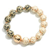 Wood Beaded Bracelet with Gold Accent
