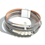 Faux Leather Magnetic Cross Bracelet
