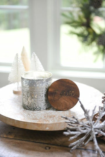 Steel City Silver Crackle Candle with lid