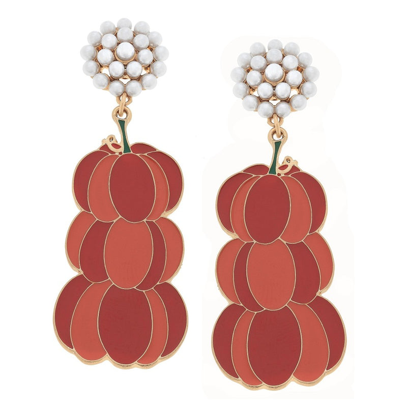 Pearl Cluster with Stacked Pumpkin Earrings