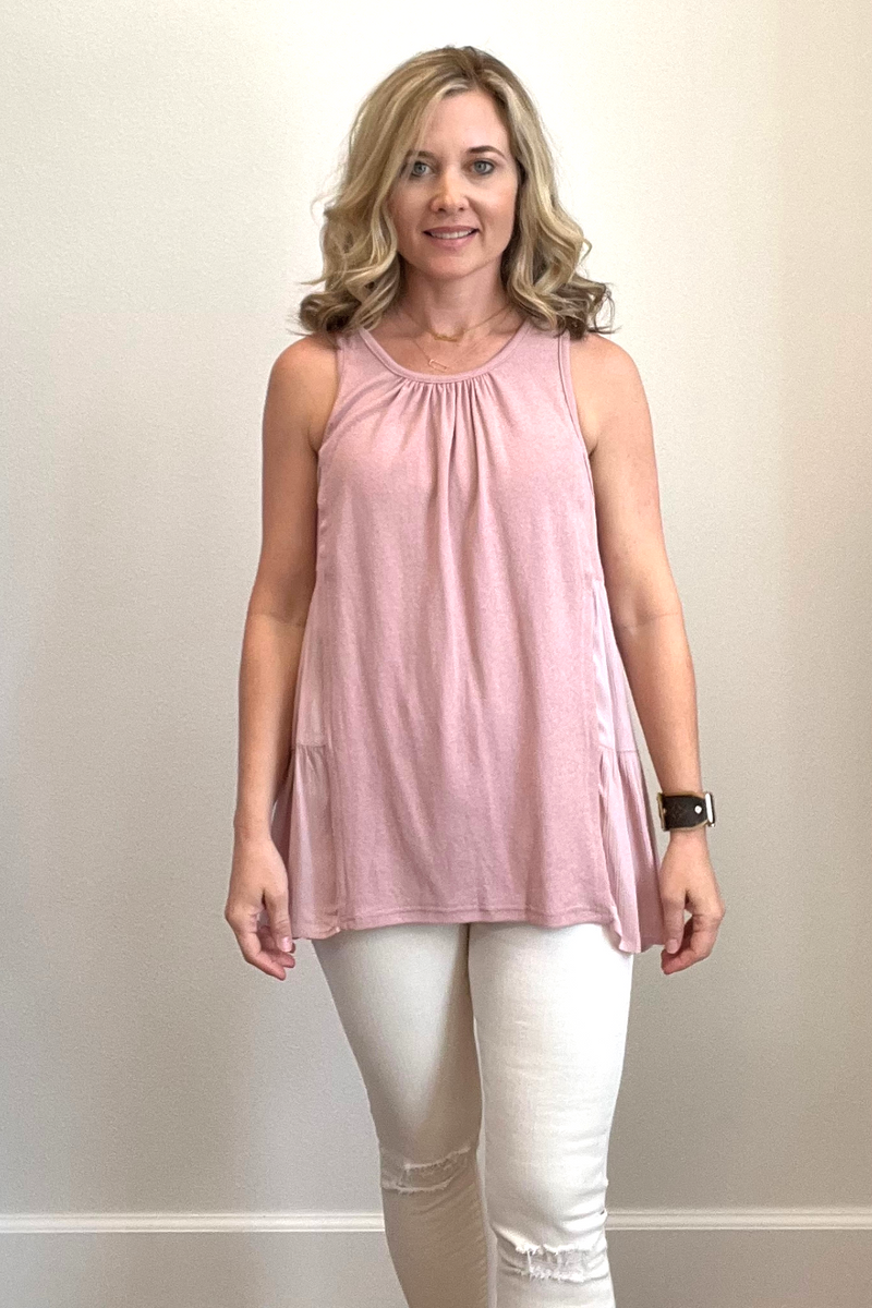 Ruffled Gauze Mix Tank
