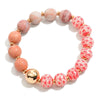 Wood Beaded Bracelet with Gold Accent