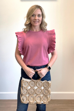 Poplin Knit Mixed Ruffle Top