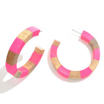 Wood Stripe Hoop Earrings
