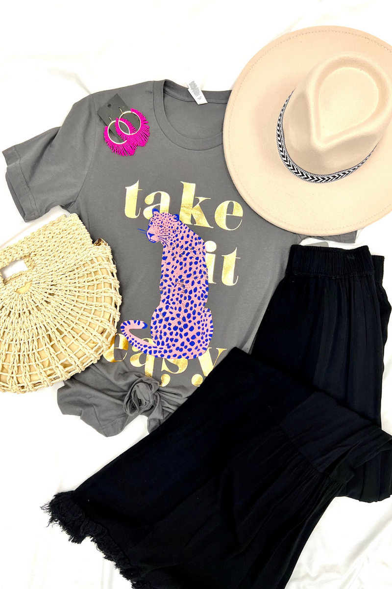 Take It Easy Leopard Graphic Tee
