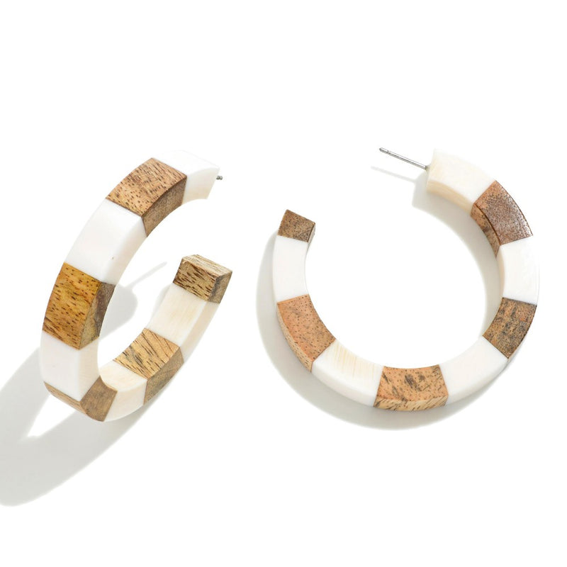 Wood Stripe Hoop Earrings