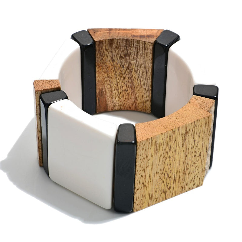 Chunky Wood and Resin Bracelet