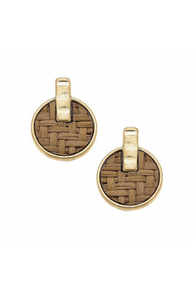 Wicker and Metal Drop Earrings